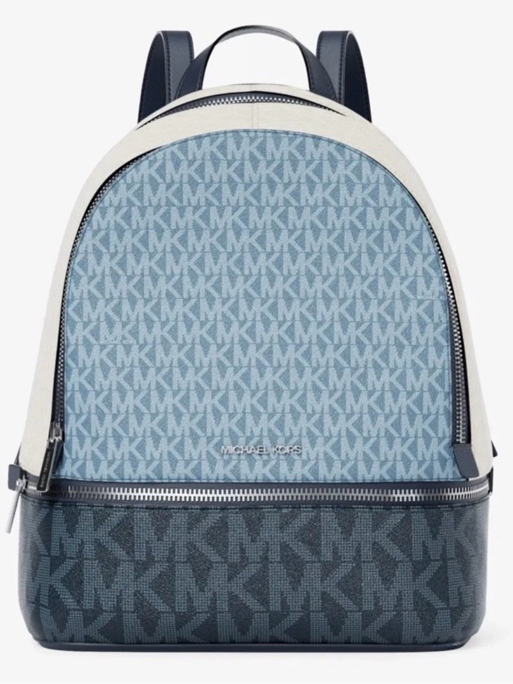 Michael Kors Two-Tone Blue MK Logo Backpack New